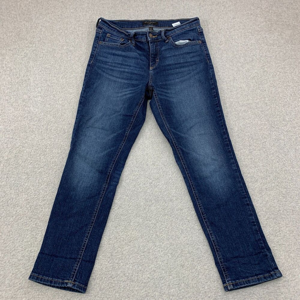 Banana Republic Womens Girlfriend Jeans 26 / 2 Stretch Blue Denim Ankle Distress